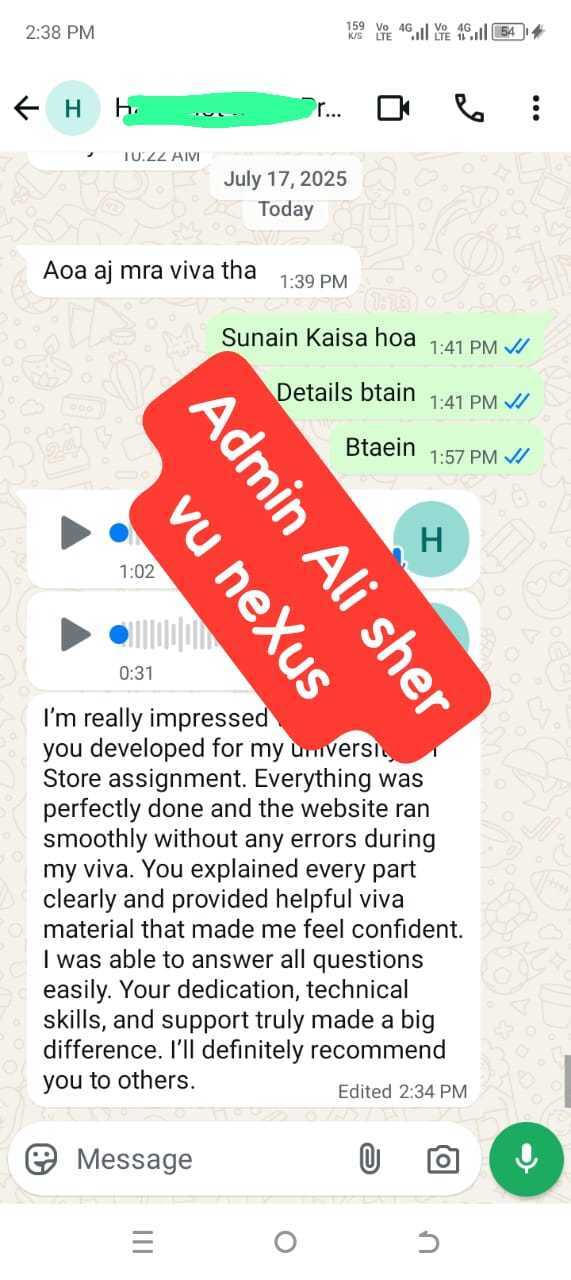 Zainab Raza feedback screenshot